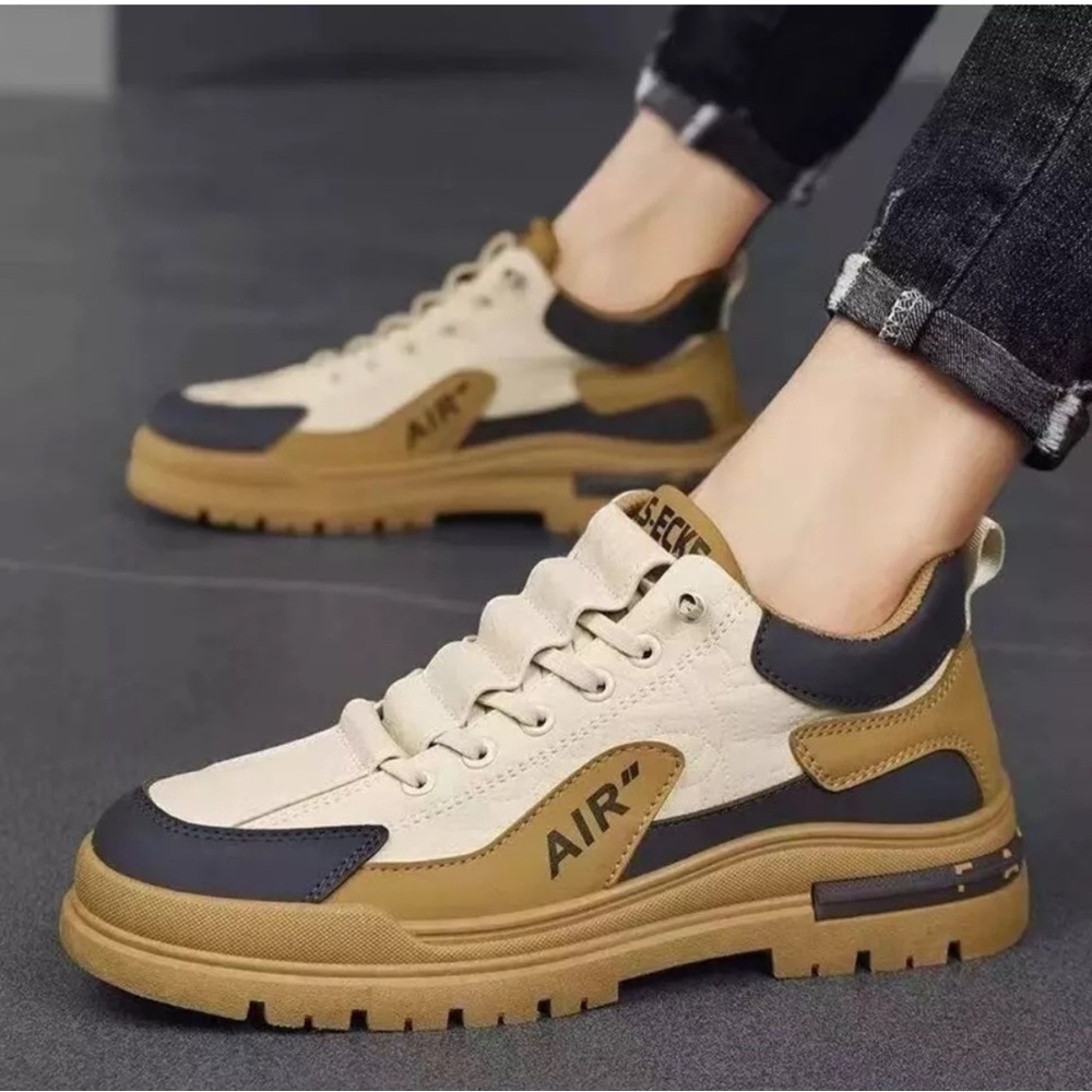 Men's Beige and Brown Sneakers